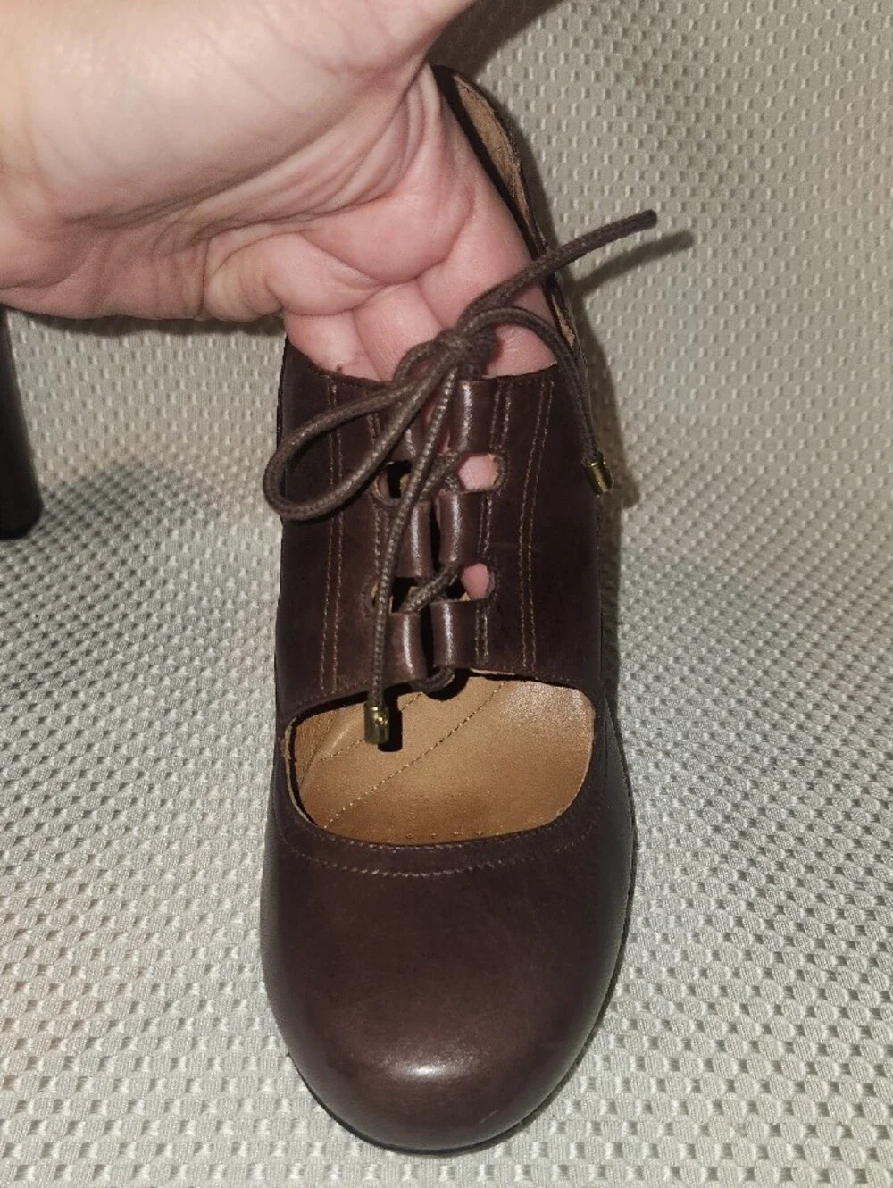 Clarks Brown Leather Lace-Up Women's Heels